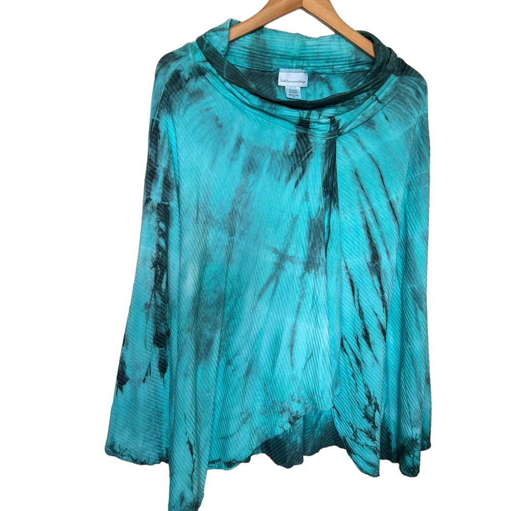 Soft Surroundings Size Small Teal Tie Dye Cape/Poncho Top